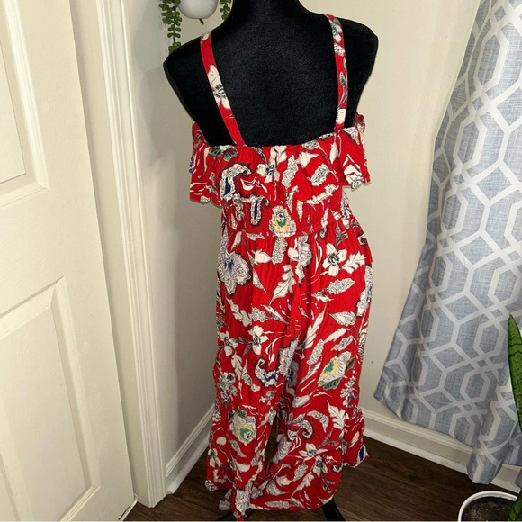 B.O.G Collective Jumpsuit XL‎ Red Floral Wide Leg - Picture 3 of 8